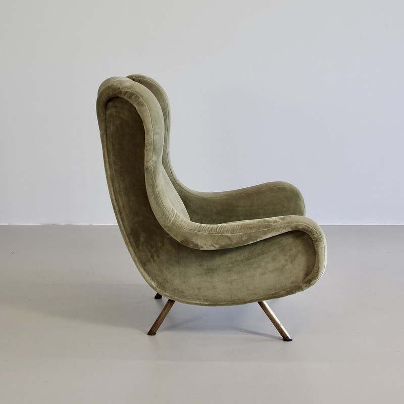 SENIOR Armchair by Marco ZANUSO, Arflex Italy (green velvet)