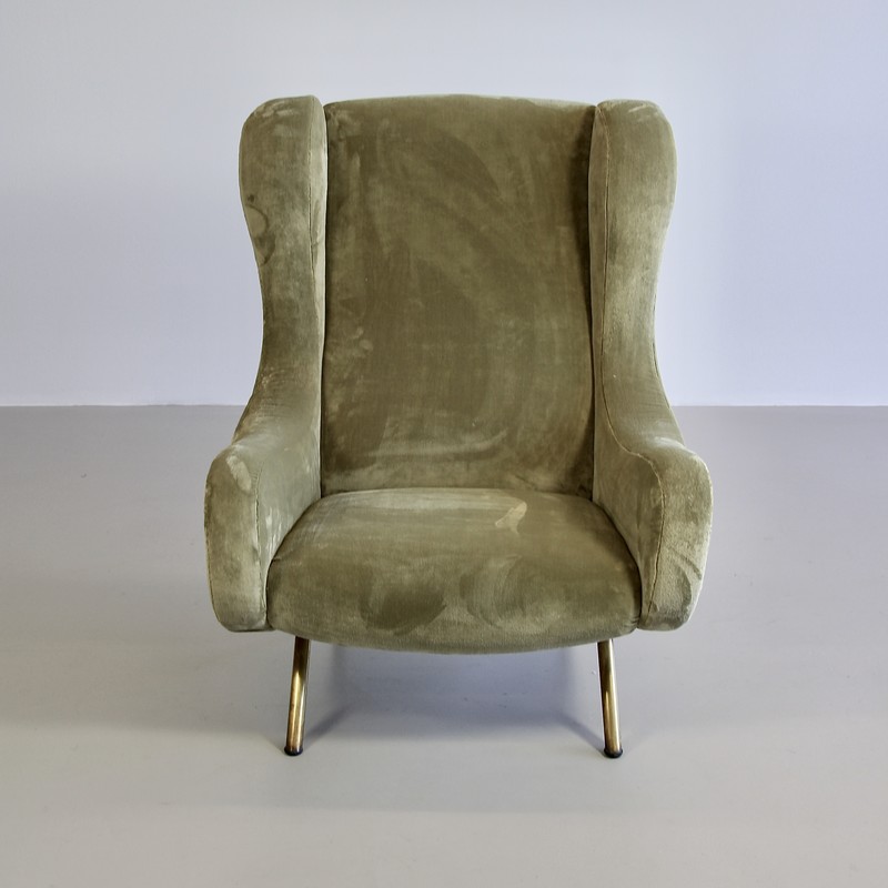 SENIOR Armchair by Marco ZANUSO, Arflex Italy (green velvet)