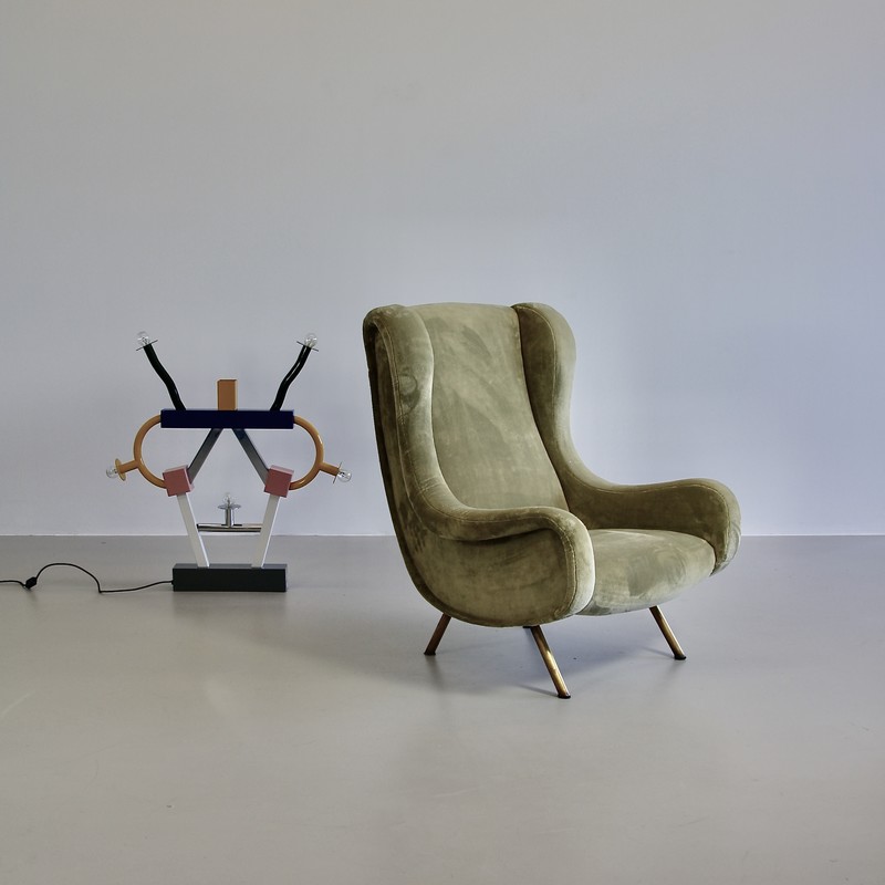 SENIOR Armchair by Marco ZANUSO, Arflex Italy (green velvet)