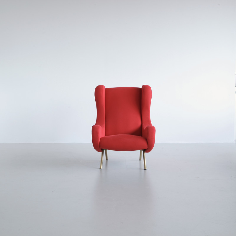SENIOR Armchair by Marco ZANUSO, Arflex Italy (red upholstery)