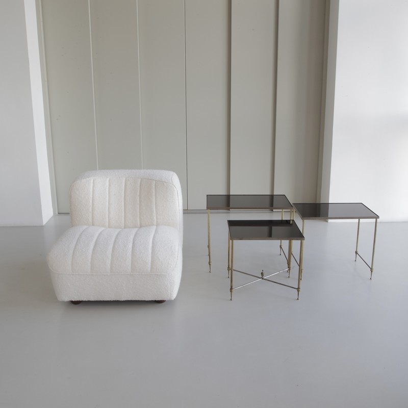Set of 3 Metal Side Tables, France 1960s