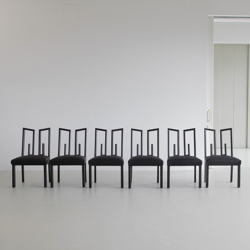 Set of 6 GREEK KEY Chairs by James Mont, U.S.A. 1950