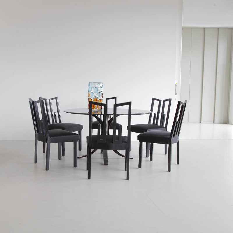 Set of 6 GREEK KEY Chairs by James Mont, U.S.A. 1950