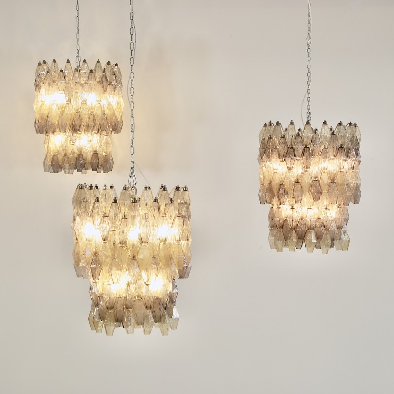 Set of Three Original Chandeliers by Carlo SCARPA for VENINI, 1950