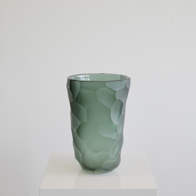 Signed MURANO Glass Vase, Italy (green)