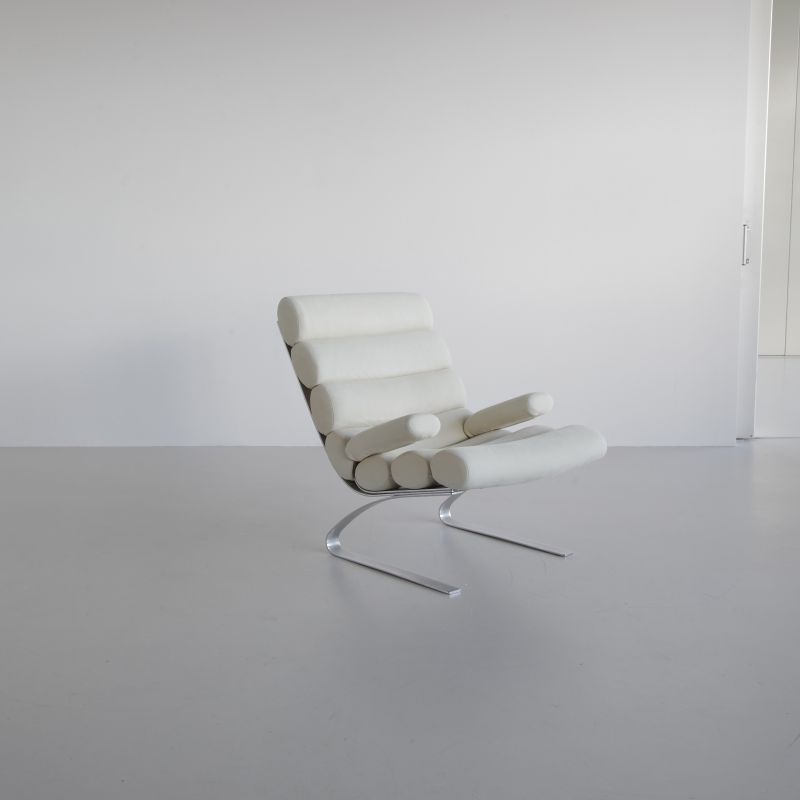 Suede High Back Lounge Chair & Footstool by COR, 1976
