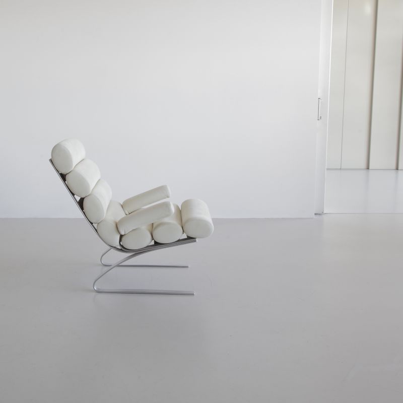 Suede High Back Lounge Chair & Footstool by COR, 1976