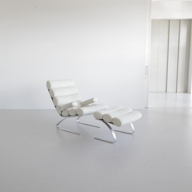 Suede High Back Lounge Chair & Footstool by COR, 1976