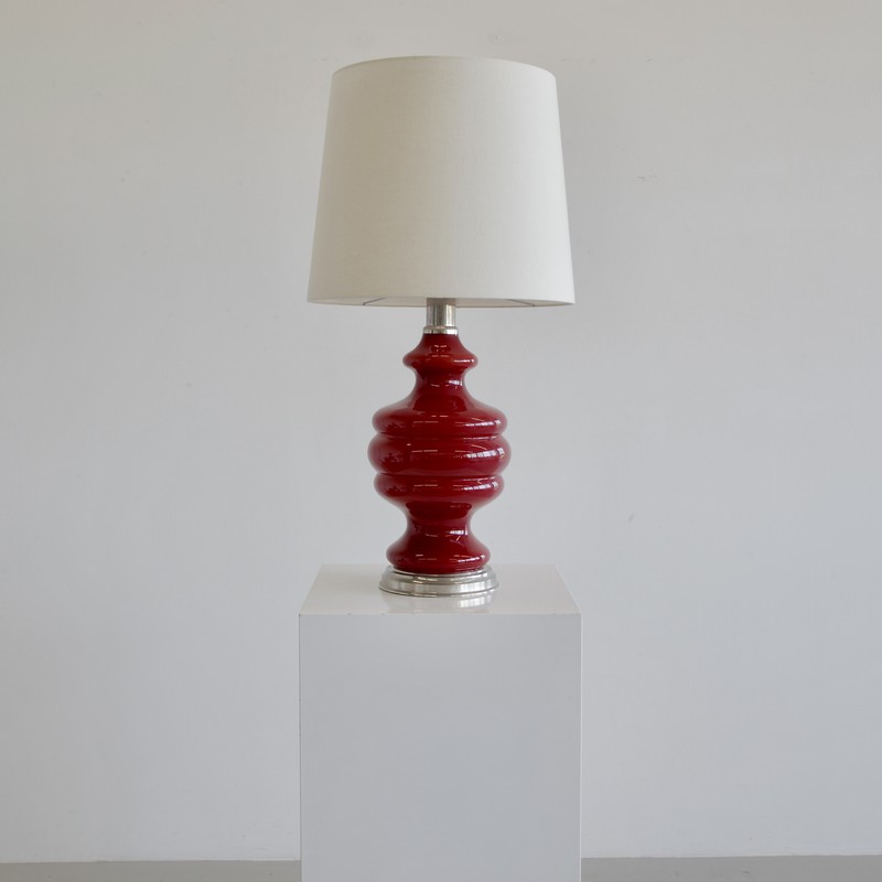 Table Lamp with Illuminated coloured Glass Base, France 1970s.