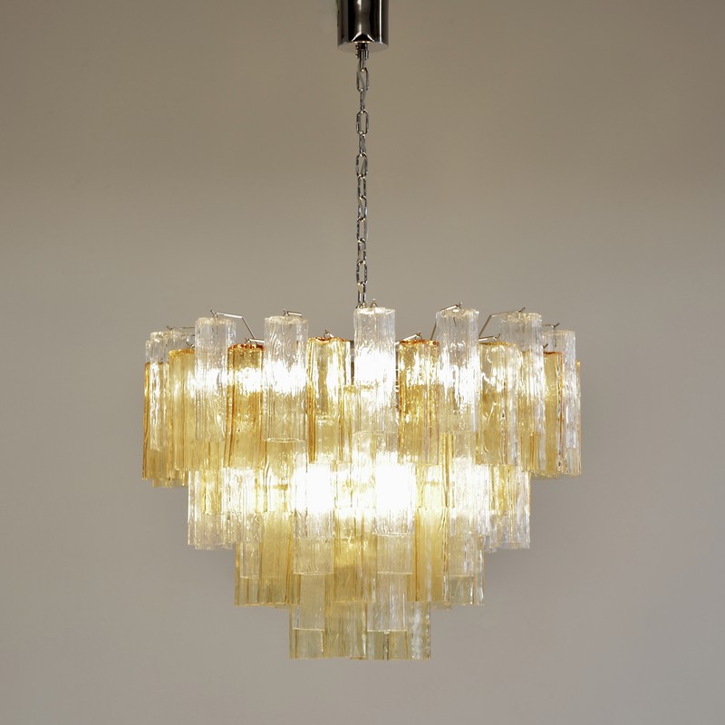 Tronchi MURANO Glass Chandelier (amber &clear), Italy