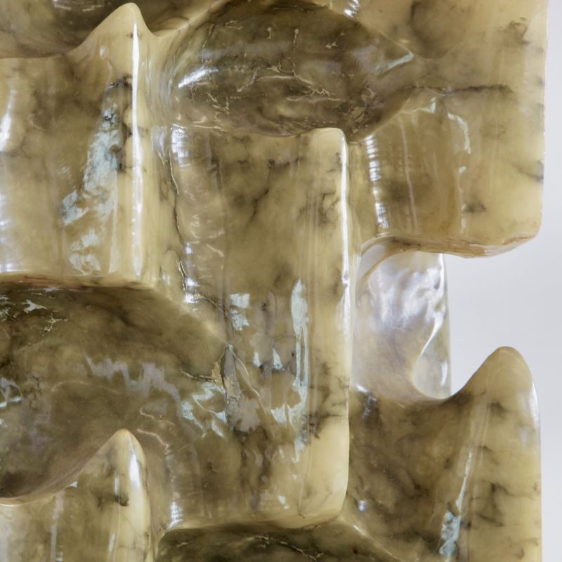 Unique Large Carved Alabaster Table Lamp, 1960s/1970s Italy