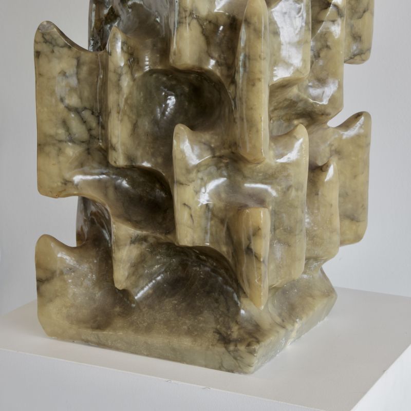 Unique Large Carved Alabaster Table Lamp, 1960s/1970s Italy