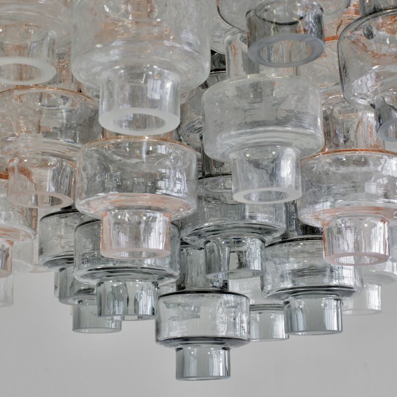Very large 'Manubri' MURANO Glass Chandelier (clear/ light pink/ smoke).