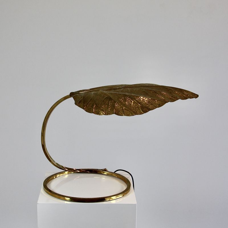 Vintage Rhubarb Leaf Tabler Lamp by Tommaso BARBI, 1970's
