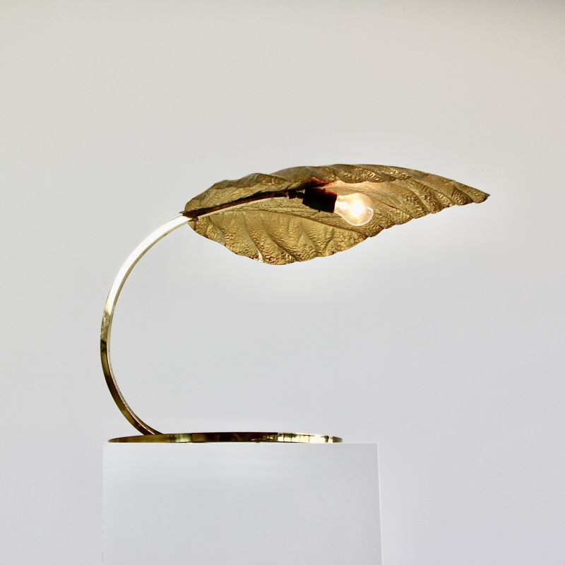 Vintage Rhubarb Leaf Tabler Lamp by Tommaso BARBI, 1970's