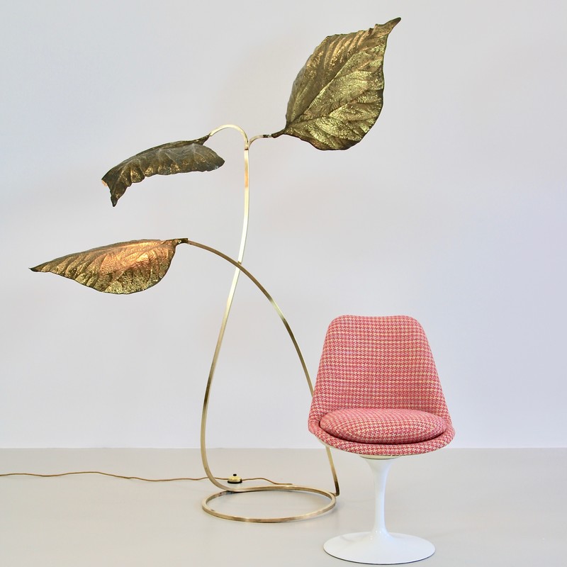 Vintage Three-Leaf Rhubarb Floor Lamp by Tommaso BARBI, 1960