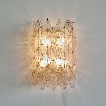 Large Poliedri Glass Wall Sconce by VENINI, 1960's