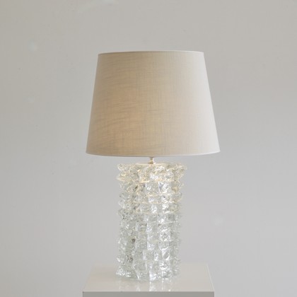 MURANO Glass Lamp 'Rostrato' with Linen Lampshade