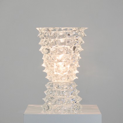 MURANO Glass Table Lamp, Italy (clear spikes)