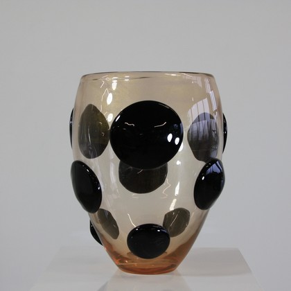MURANO Glass Vase, Italy (Black Spots and Golddust)