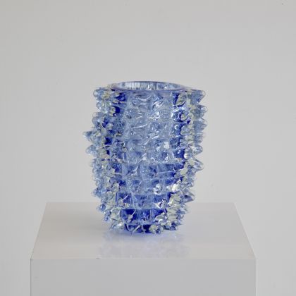 MURANO Glass Vase, Italy ( blue spikes)