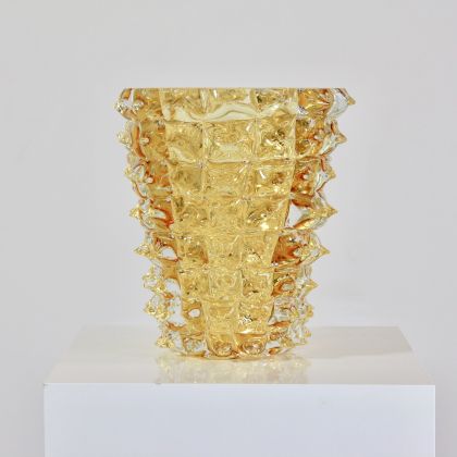 MURANO Glass Vase, Italy (Yellow spikes)