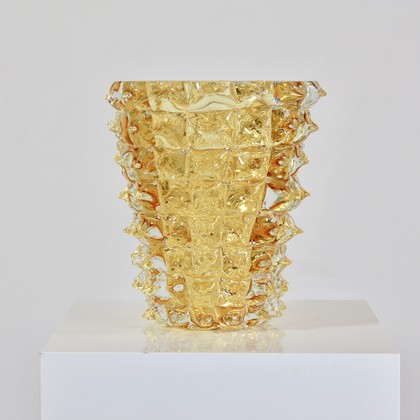 MURANO Glass Vase, Italy (Yellow spikes)