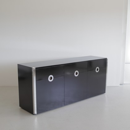 Original 3-door Sideboard in black by Willy RIZZO, Sabot 1972