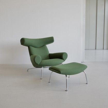 OX CHAIR & FOOTSTOOL by Hans J. WEGNER for AP STOLEN, Denmark 1970's