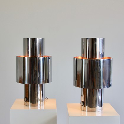 PAIR of (LAMP-RO) Table Lamps by Willy RIZZO, 1970