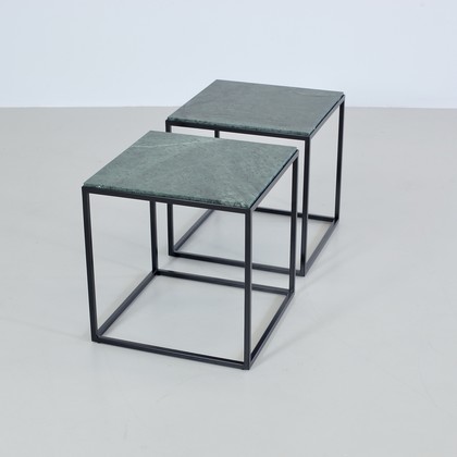 PAIR of Side Tables with Green Marble Tops