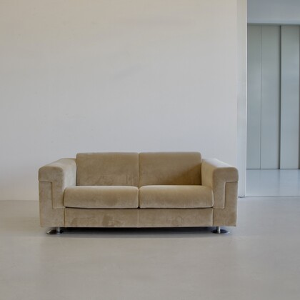 Sand Coloured Two-Seat Sofa D120 by Valeria BORSANI and Alfredo BONETTI, TECNO 1966