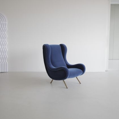 SENIOR Armchair by Marco ZANUSO, Arflex Italy (blue mohair)