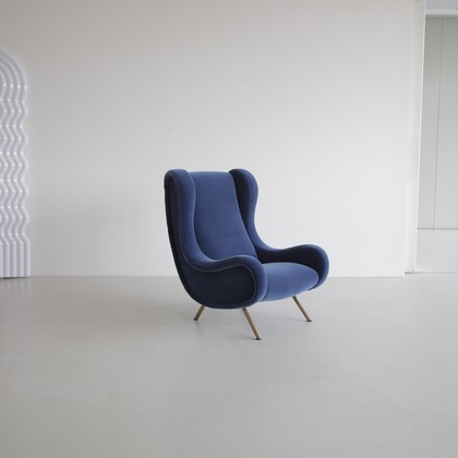 SENIOR Armchair by Marco ZANUSO, Arflex Italy (blue mohair) SENIOR Armchair by Marco ZANUSO, Arflex Italy (blue mohair)
