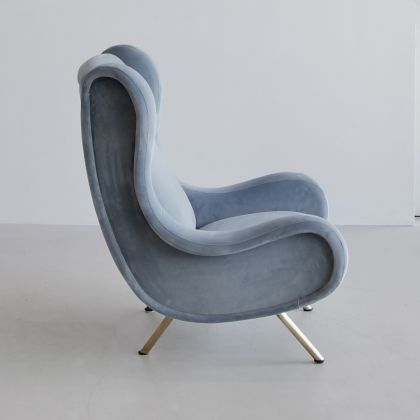SENIOR Armchair by Marco ZANUSO, Arflex Italy (blue velvet)