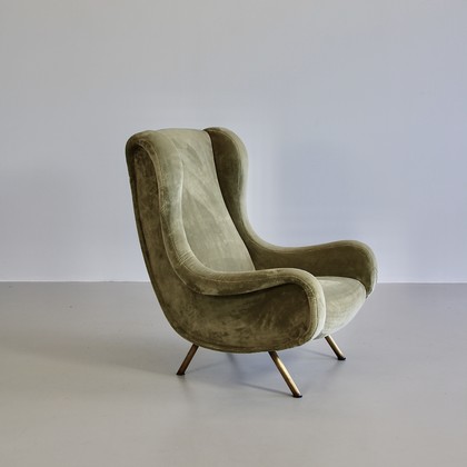 SENIOR Armchair by Marco ZANUSO, Arflex Italy (green velvet)