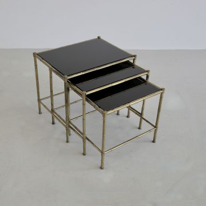 Set of 3 Faux Bamboo Side Tables, France 1960s