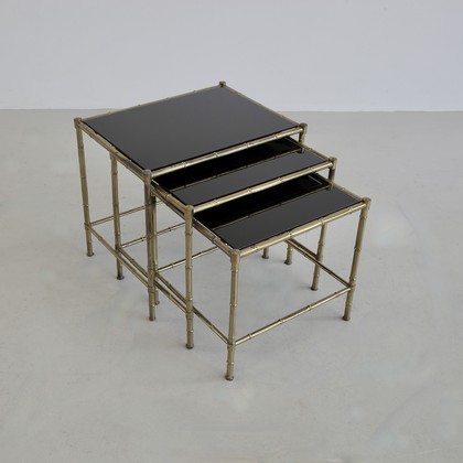 Set of 3 Faux Bamboo Side Tables, France 1960s