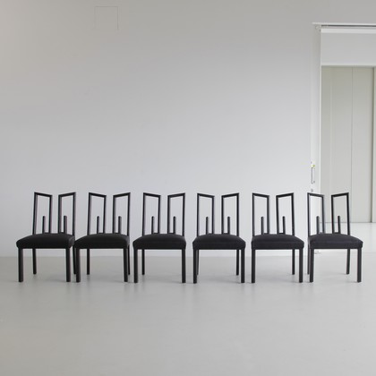 Set of 6 GREEK KEY Chairs by James Mont, U.S.A. 1950's.