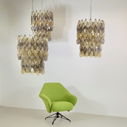 Set of Three Chandeliers by VENINI, 1960's