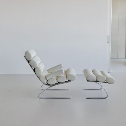 Suede High Back Lounge Chair & Footstool by COR, 1976