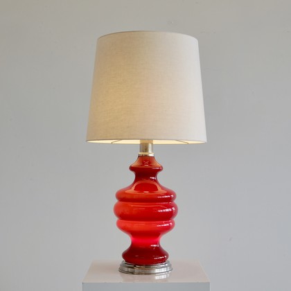 Table Lamp with Illuminated coloured Glass Base, France 1970s.