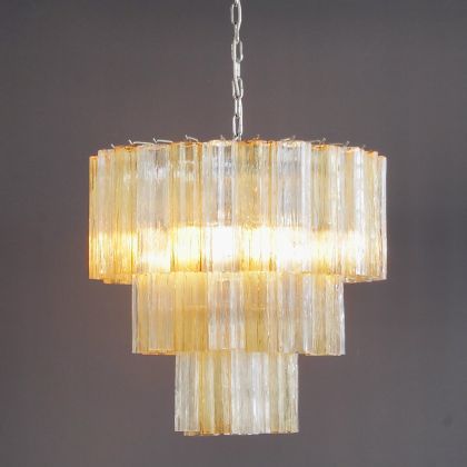 Tronchi MURANO Glass Chandelier (amber/ clear), Italy