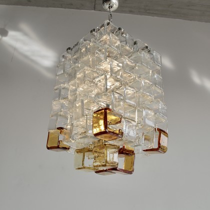 Vintage MAZZEGA Glass Chandelier, 1970s