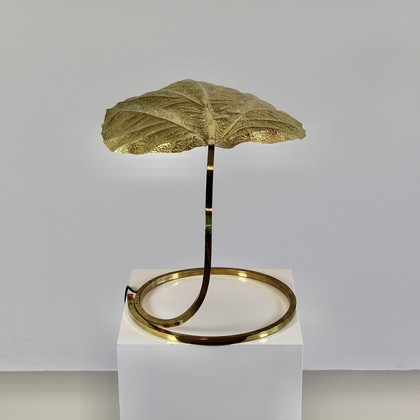 Vintage Rhubarb Leaf Tabler Lamp by Tommaso BARBI, 1970's