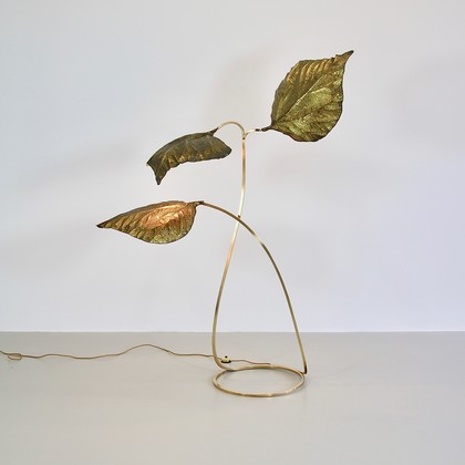 Vintage Three-Leaf Rhubarb Floor Lamp by Tommaso BARBI, 1960's