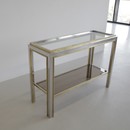 Brass and nickel plated Console Table by Romeo REGA, Italy 1970