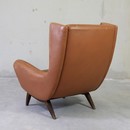 Brown Leather Lounge Chair by ILLUM WIKKELSO