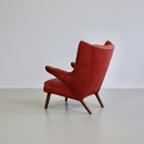 papa-bear-chair-hans-j-wegner-red-leather-footstool-space-and-chrome-vintage-back-view