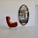 Large Floor Mirror with glass Console by CRISTAL ART, Torino, c1956